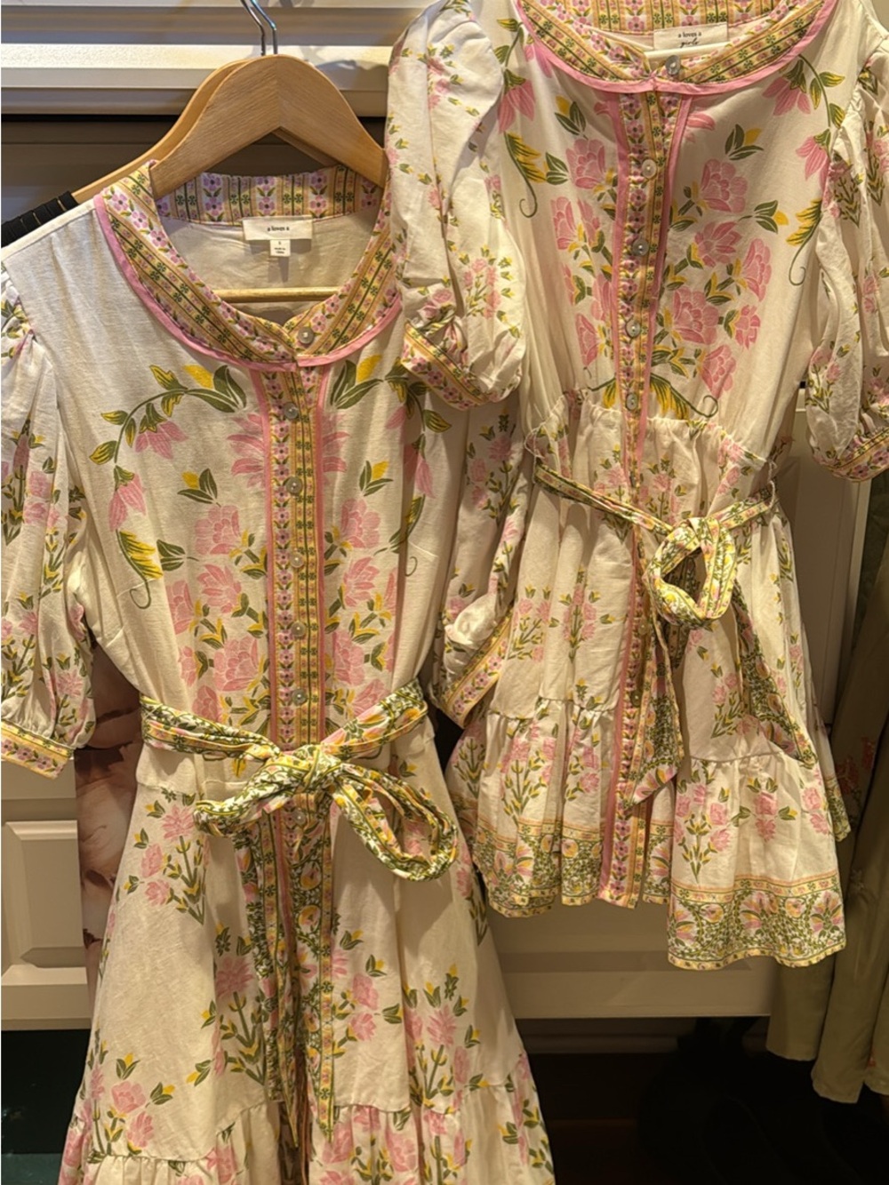 A loves A mommy and me matching Floral Tie-Waist linen blend Dress